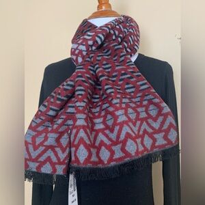 ANTHONY OF LONDON unisex soft poly blend gray/maroon scarf NWT In one size